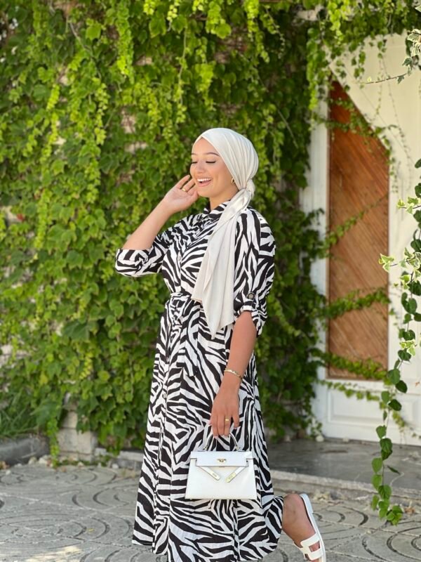 Robe En Lin Zébré - Édition Élégance – Image 3