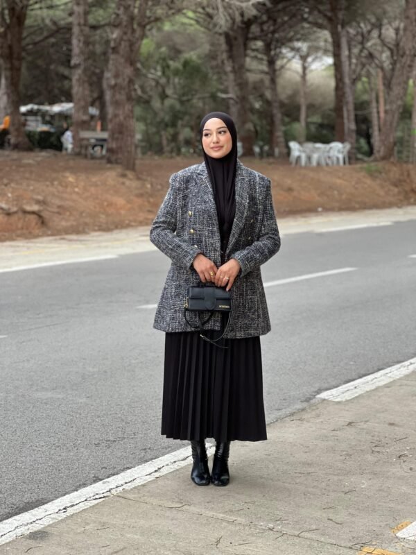 Blazer Tweed Noir et Gris – Élégance – Image 3